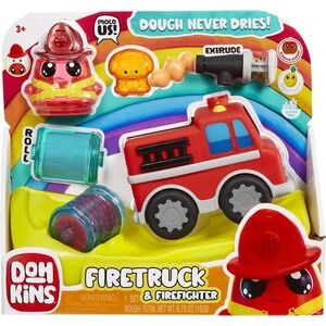 Doh-Kins Firetruck & Firefighter Scented Non-Drying Dough Play Set New
